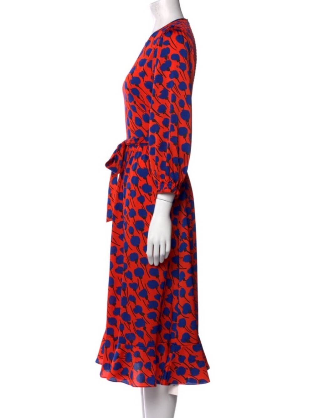 Kate Spade Orange and Blue Floral Midi Belted Dress - New York Seascape - Picture 5 of 10